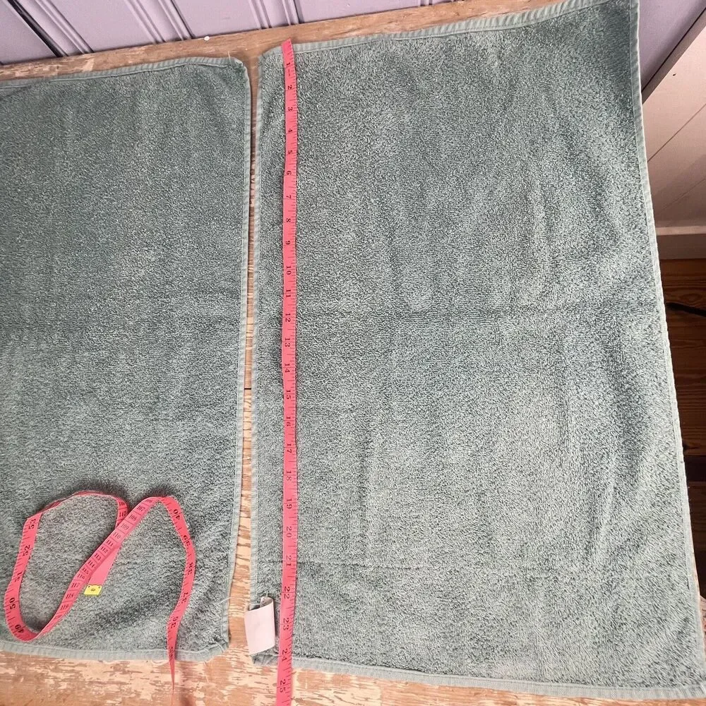 Vintage Set 6 Cannon Aqua Green Bath Hand Wash Towels Floral Satin Ruffle USA